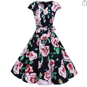 Retro dress with cap sleeves